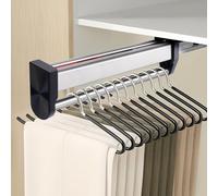Pull Out Clothes Rail, Stainless Steel Extendable Wardrobe Rail Hanger Rack