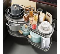 Pull-Out Corner Cabinet Organizer with Independent Baskets for Large-Capacity Kitchen Storage