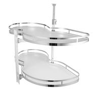 Pull Out Corner Storage, Kitchen Cabinet Blind Corner Pullout Organizer , Height Adjustable Corner Rack with Cushioned Pneumatic Hinge,Load White Finish, can Accommodate Kitchen Tools, Kettles