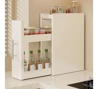 Pull-Out Countertop Spice Rack 2/3-Tier Narrow Metal Sliding Cabinet with Drawer for Kitchen Seasonings Cooking Supplies Long-Lasting(13.8" x 4.5"x 18.1")