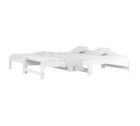 (White, 2x(90x190) cm) vidaXL Pull-out Day Bed Bedroom Guest Sofa Bed Daybed Couch Solid Wood Pine