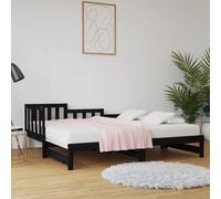 Pull-out Day Bed Black 2x(90x190) cm Solid Wood Pine Berkfield Home Black One Size