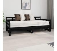 Pull-out Day Bed Black Solid Wood Pine 2x(90x190) cm Berkfield Home Black One Size