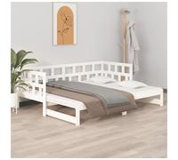 Pull-out Day Bed Solid Pinewood White 90x200 cm Guest Sofa Bed Twin 2-in-1 Sofa