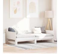 Day Bed 203.5x184x56.5cm White Solid Pine Wood Modern Pull-Out Trundle Guest Bed