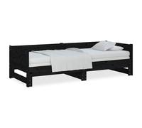 (black, 90 x 200 cm) vidaXL Pull-out Day Bed Wooden Sofa Bed Bedroom Guest Bed Solid Wood Pine