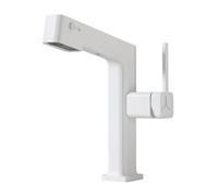 Pull-Out Digital Display All-Copper Basin Hot and Cold Water Faucet, White (Countless Displays)