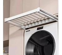 Pull Out Drying Rack for Wardrobe and Laundry Room - Extendable Clothes Drying Rack, Space Saving Aluminium Alloy Shelf Above Washing Machine, Length Adjustable (White,56cm/22inch)