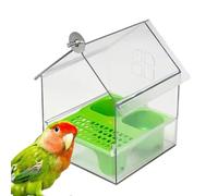 Pull-Out External Budgie Water Dispenser Parrot Feeder With Pet Bird Cages 3-in-1 Feeder Cage Food Panoramic Transparent Birds Bath Tub Hanging Wild Birds Seed With Two Food Troughs(Green)