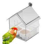 Pull-Out External Budgie Water Dispenser Parrot Feeder With Pet Bird Cages 3-in-1 Feeder Cage Food Panoramic Transparent Birds Bath Tub Hanging Wild Birds Seed With Two Food Troughs(Blanc)