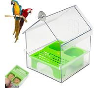 Pull-Out External Parrot Feeder,18.5x14.5x14cm Bird Feeder House,Stable Installation,With Two Food Troughs,Pull-Out Design,Easy To Fill,Easy To Clean,For Balcony Patio Garden (Green)