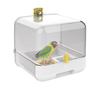 Pull Out External Parrot Feeder | 2 in1 Transparent Bird Bath Tub | Cockatiel House Bird Bathtub Cage Feeders Holder with Removable Food Troughs for Pet Outdoors Yard Deck Garden