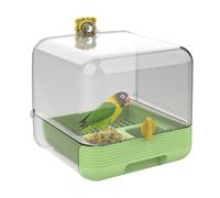 Pull Out External Parrot Feeder | 2 in1 Transparent Bird Bath Tub | Cockatiel House Bird Bathtub Cage Feeders Holder with Removable Food Troughs for Pet Outdoors Yard Deck Garden