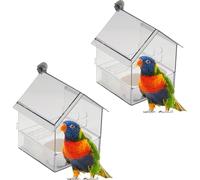 Pull-Out External Parrot Feeder, 2026 Upgraded Panoramic Pull-Out Parrot Feeder, 3 in 1 Perch & Play Parakeet Bath for Cage, Easy to Clean, No-Mess Parakeet Feeders for Indoor Outdoor Use(White+White)