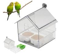 Pull Out External Parrot Feeder,Clear Bird Feeder, Bath Tub Water Food Dish For Finch Hummingbird Patio Balcony Fence Garden Pet Lover Watching,Stable Installation