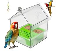 Pull-Out External Parrot Feeder, Decorative Fence Bird Feeder, Transparent Bath Tub Water Food Dish, Bird House For Finch Hummingbird Patio Balcony Garden Cats Pet Lover Watching (G)