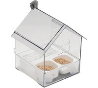 Pull-out external parrot feeder, Hanging mess-free bird Feeder, squirrel-proof,Clear Bird Feeder,Can Hold Food and Water at the Same Time,Easy to Hold and Clean,Suitable for Bird Lover (White)