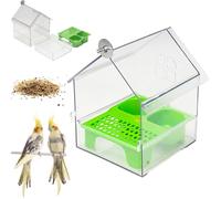 Pull-out external parrot feeder, hanging mess-free bird Feeder, squirrel-proof, multi-function Feeder can hold food and water at the same time, easy to hold and clean, suitable for bird lovers (Green)