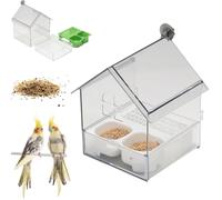 Pull-out external parrot feeder, hanging mess-free bird Feeder, squirrel-proof, multi-function Feeder can hold food and water at the same time, easy to hold and clean, suitable for bird lovers (White)