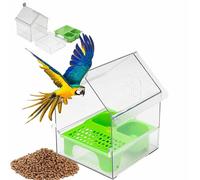 Pull-Out External Parrot Feeder, Hanging Wild Bird Seed Platform with Squirrel Proof Metal Tray,For Finch and Hummingbird, Patio.(Green)