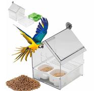 Pull-Out External Parrot Feeder, Hanging Wild Bird Seed Platform with Squirrel Proof Metal Tray,For Finch and Hummingbird, Patio.(White)