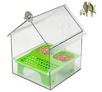 Pull-Out External Parrot Feeder, New Multi-Function Hanging Mess-Free Bird Feeder, Decorative Transparent Bird Bath Tub Easy to Fill, Clean (Green)
