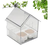 Pull-Out External Parrot Feeder, Parrot Feeder, Hanging Wild Bird Seed with Squirrel Proof Tray, Bird House, Decorative Clear Bird Bath Tub Easy Fill(A)