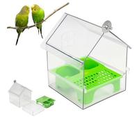 Pull-Out External Parrot Feeder, Parrot Feeder, Hanging Wild Bird Seed with Squirrel Proof Tray, Bird House, Decorative Clear Bird Bath Tub Easy Fill(B)