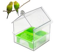 Pull-Out External Parrot Feeder, Perch & Play 3-in-1 Combo, 14x14.6x18cm, Hanging Wild Bird Seed with Squirrel Proof Tray, Stable Installation, for Balcony Patio Garden (A)