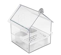 Pull Out External Parrot Feeder, Stable Installation, 18.5x14.5x14cm, Decorative Bird Feeder, Finch Hummingbird Bath, Bathing Zone, For Balcony Patio Garden (White)