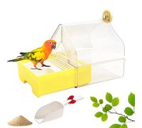 Pull-Out External Parrot Feeder, Transparent Bird Cage Feeders with Two Food Troughs, Hanging Roof Feeders for Birds, Easy to Bath, Fill, Clean for Finch and Hummingbird (C)