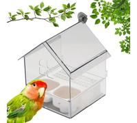 Pull-Out External Parrot Feeder, Transparent Bird Feeders, 3 in 1 Perch & Play Parakeet Bath for Cage, Easy to Clean, No-Mess Parakeet Feeders for Indoor Outdoor Use
