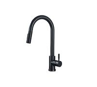 Pull-Out Faucet Brushed Nickel Kitchen Faucet Flexible Pull Out Nozzle Kitchen Sink Mixer Tap Stream Sprayer Head Deck Hot Cold Water Taps Easy to Install(Matte Black D)