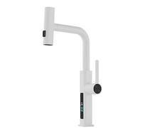 Pull-Out Faucet Fine Copper Digital Display Hot and Cold Water Faucet Kitchen Pull-Out Rotating Sink Faucet Suitable for Kitchen and Restaurant,A-B