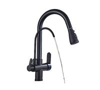 Pull-Out Faucet Kitchen Purified Faucet Pull Out Water Filter Tap 2/3 Way Hot Cold Mixer Sink Crane Kitchen Drink Easy to Install(Black A)