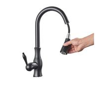 Pull Out Faucet Polish Swivel Spout Kitchen Sink Faucet Pull Down Sprayer Design Bathroom Hot&Cold Water Mixer Tap(Matte Black)