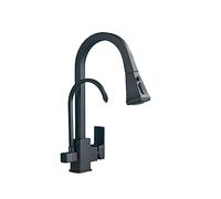 Pull-Out Faucet Pure Water Kitchen Faucet Dual Handle Hot and Cold Drinking Water Pull Out Kitchen Mixer Taps Easy to Install(Matte Black D)