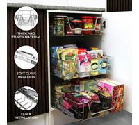 3x 600mm KuKoo Kitchen Pull Out Storage Baskets - Silver