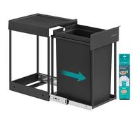 Pull out kitchen bin with double compartments, 1 x 5.3 Gallon (1 x 20 L) / Ink Black