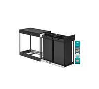 Pull out kitchen bin with double compartments, 2 x 4 Gallon (15 L) / Ink Black