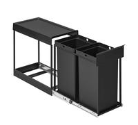 Pull out kitchen bin with double compartments, 2 x 4 Gallon (15 L) / Ink Black