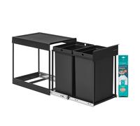 Pull out kitchen bin with double compartments, 2 x 5.3 Gallon (20 L) / Ink Black