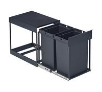 Pull out kitchen bin with double compartments, 2 x 5.3 Gallon (20 L) / Grey