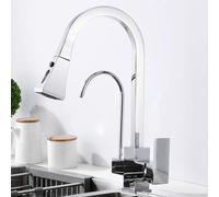 Pull Out Kitchen Faucet 3 Way Spin Hot and Cold Water Brass Kitchen Mixer Faucet-Chrome