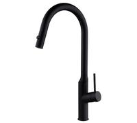 Pull Out Kitchen Faucet 304 Stainless Steel Sink with Down Dual Mode Sprayer, 360° Rotation Cold and Hot Mixer Tap Deck Mounted Single Handle,Black (White)