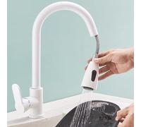 Pull Out Kitchen Faucet Brass 360° Rotation Hot and Cold Water Multi-Function Kitchen Mixer Faucet White-B(A)