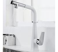 Pull Out Kitchen Faucet Brass Hot and Cold Water Dual-Mode Multi-Function Rotating Sink Faucet-Gold(Blanc)