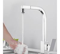 Pull Out Kitchen Faucet Brass Telescopic Rotatable Hot and Cold Multifunctional Kitchen Sink Faucet-Black(Cromo)