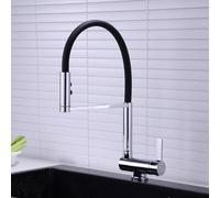 Pull Out Kitchen Faucet - Chrome Retractable Sink Faucet with 2 Spray Settings for Under Window Installation - Flexible Design for Easy Cleaning and Modern Style LWX