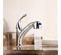 Pull Out Kitchen Faucet Chromed Polished Brass Basin Mixer Tap Kitchen Sink Basin Faucets Single Handle with Pull Out Spray Head